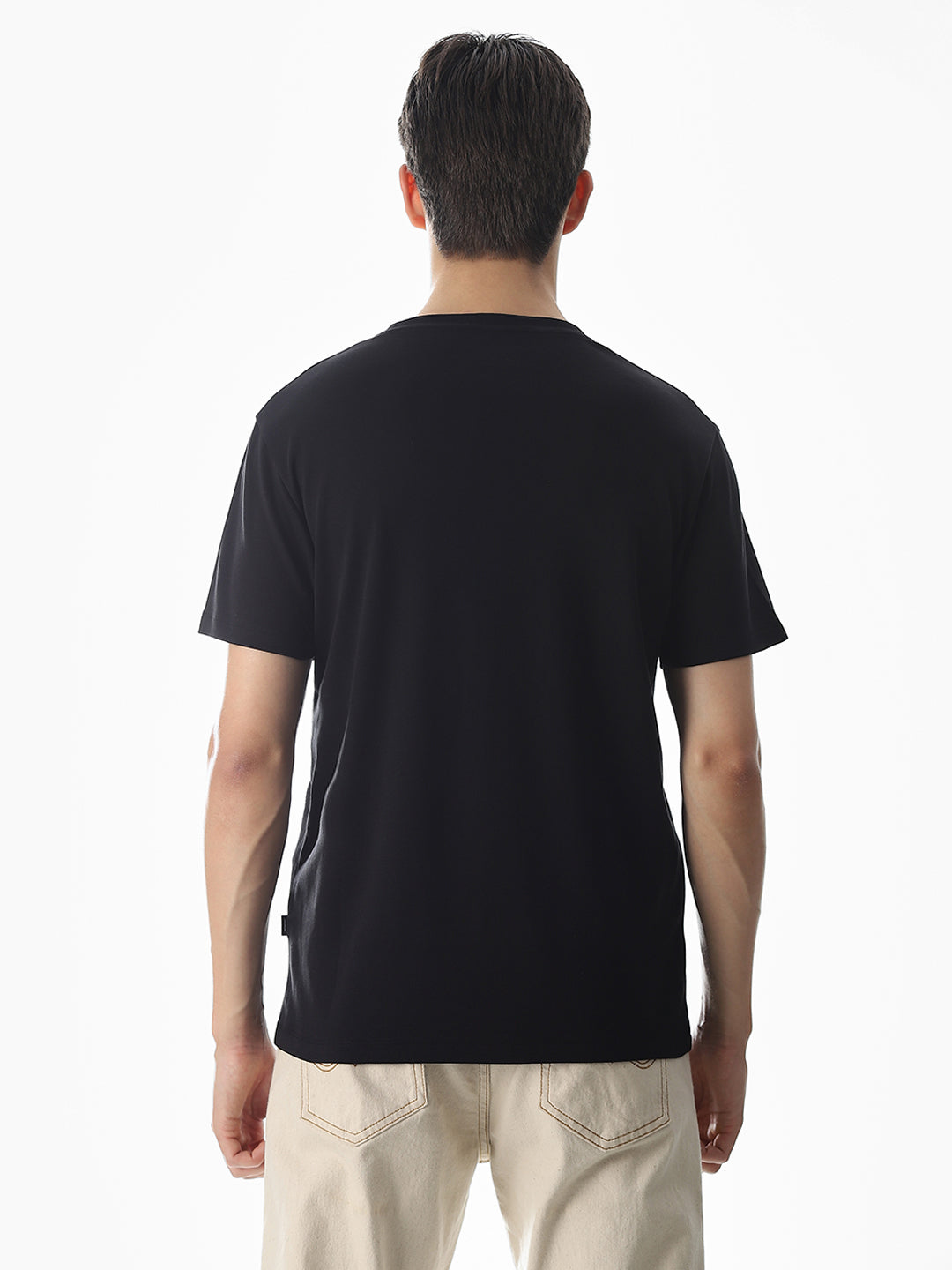 Black Embroidered Cotton T-shirt