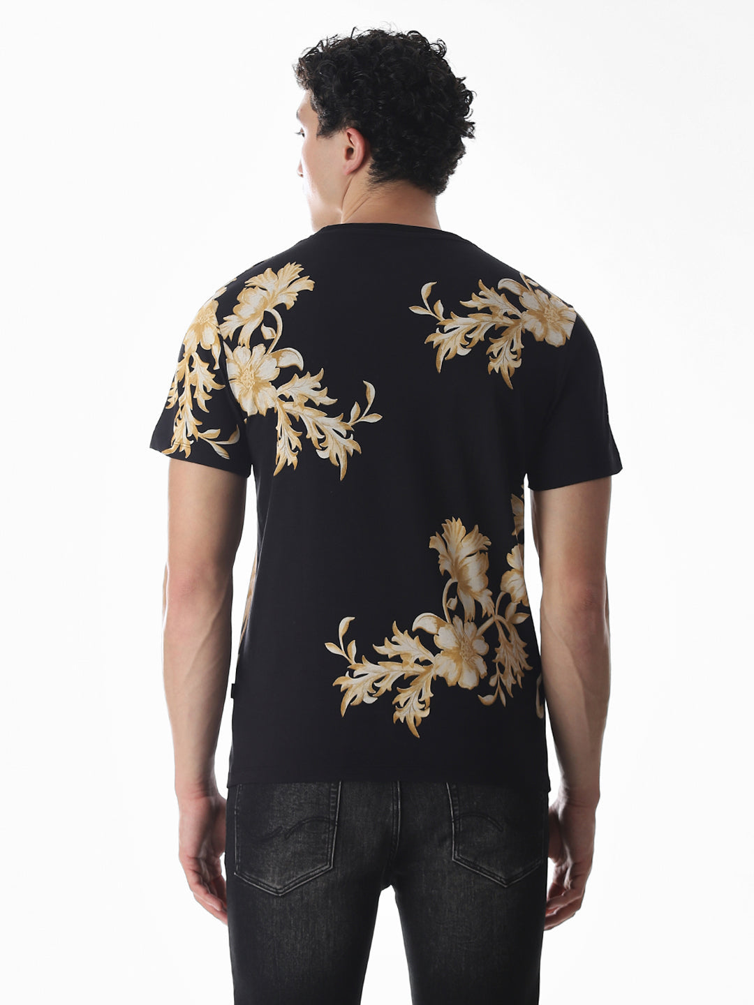 Black Printed Cotton T-shirt