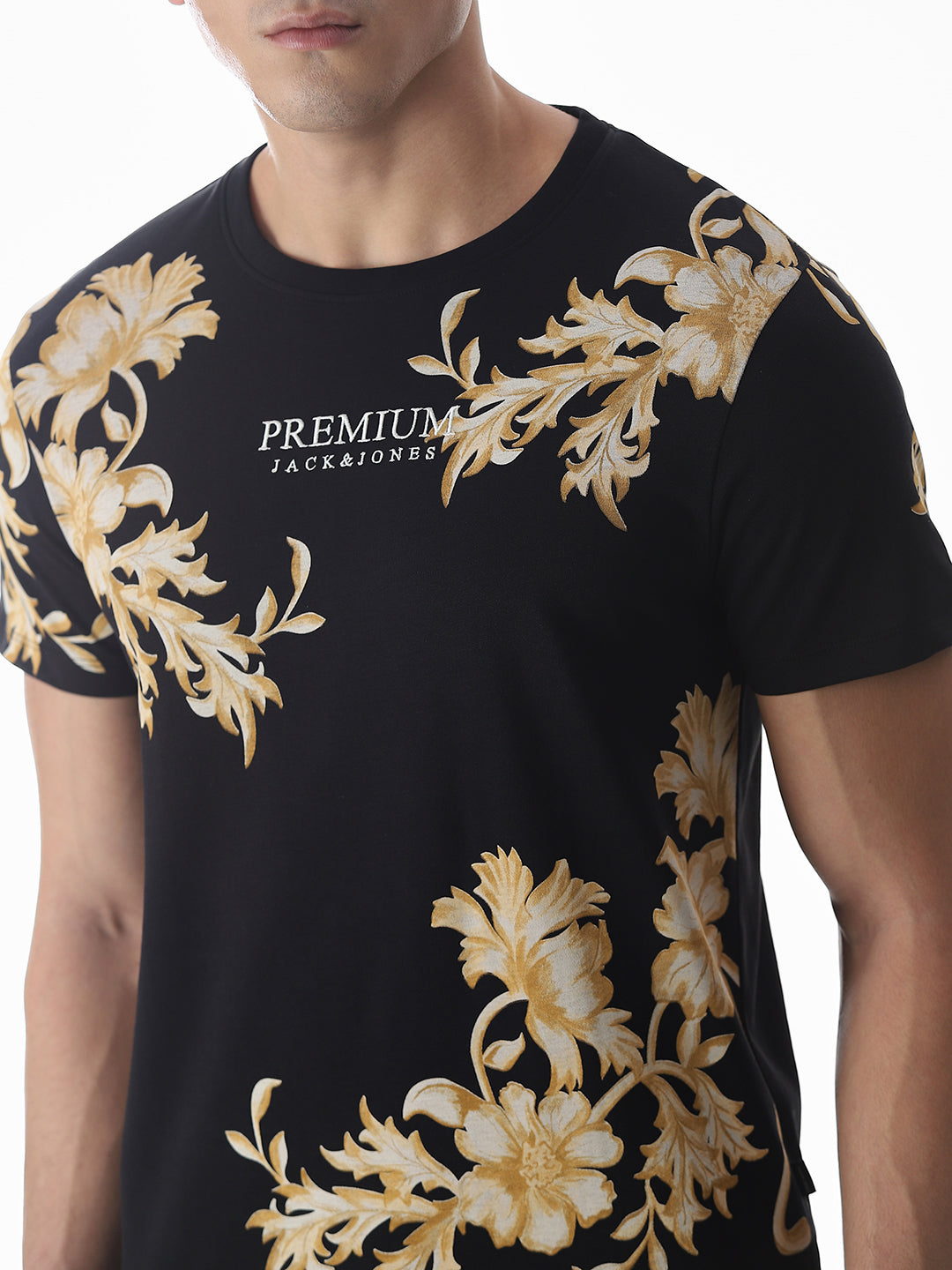 Black Printed Cotton T-shirt