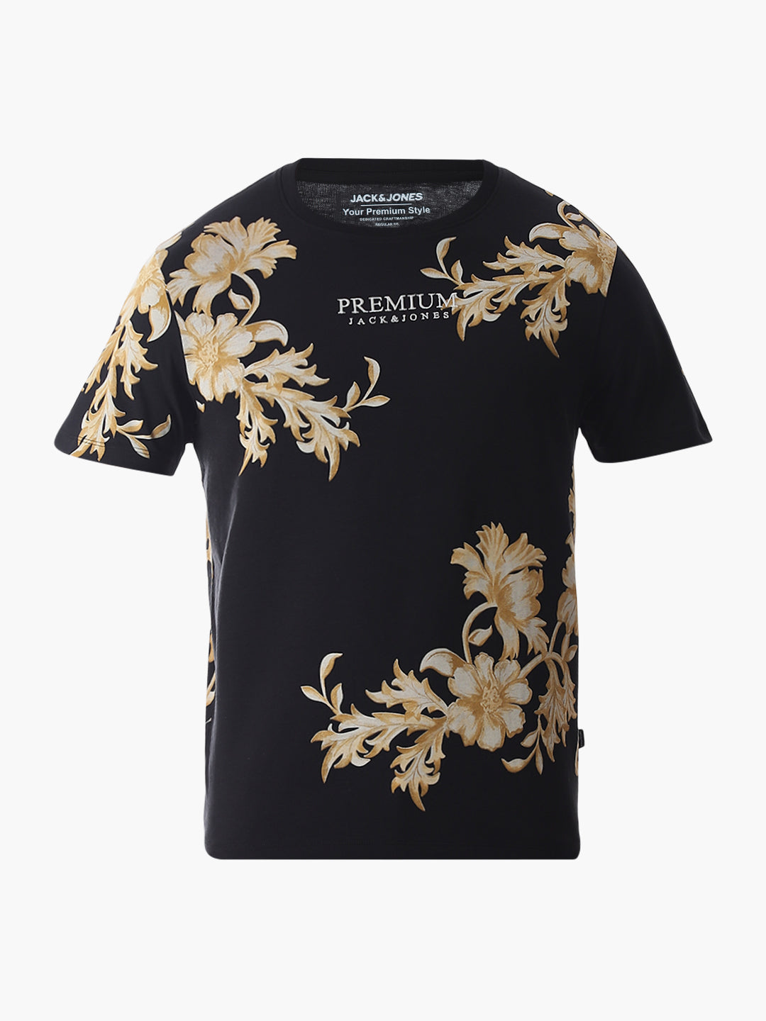 Black Printed Cotton T-shirt