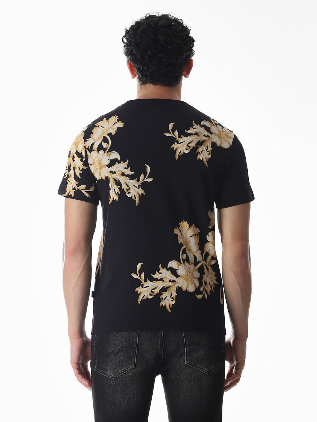 Black Printed Cotton T-shirt