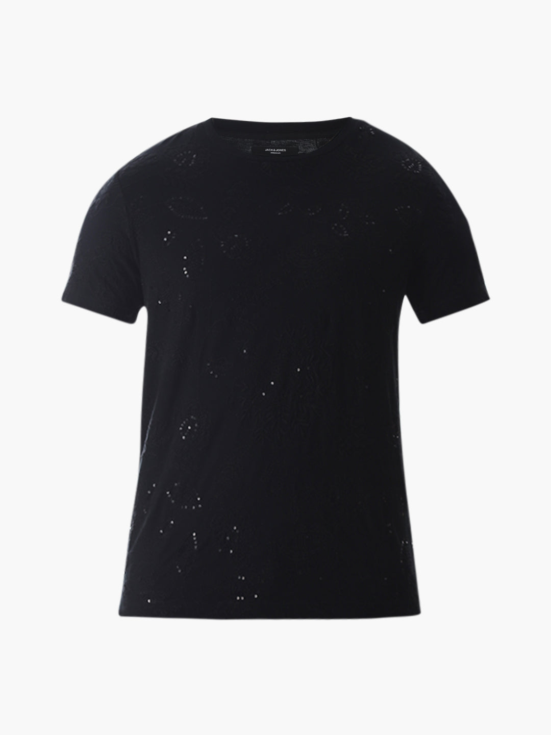 Black Embroidered Cotton T-shirt