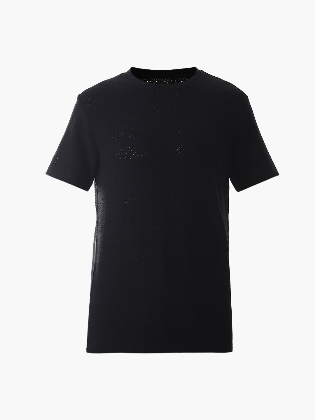Black Jacquard Crew Neck T-shirt