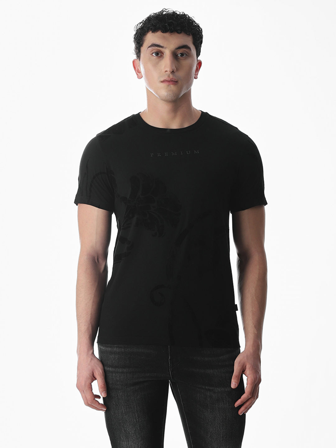 Flock Print Cotton T-shirt