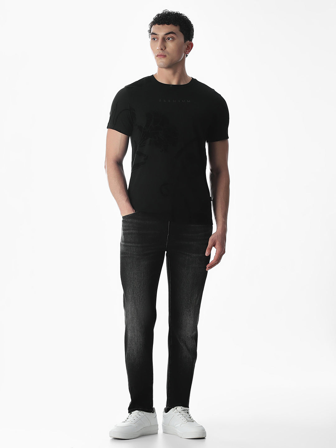 Flock Print Cotton T-shirt