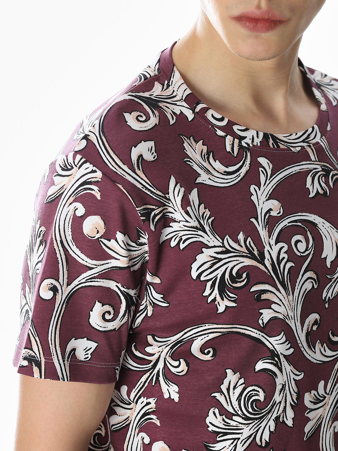 Wine Abstract Print Cotton T-shirt