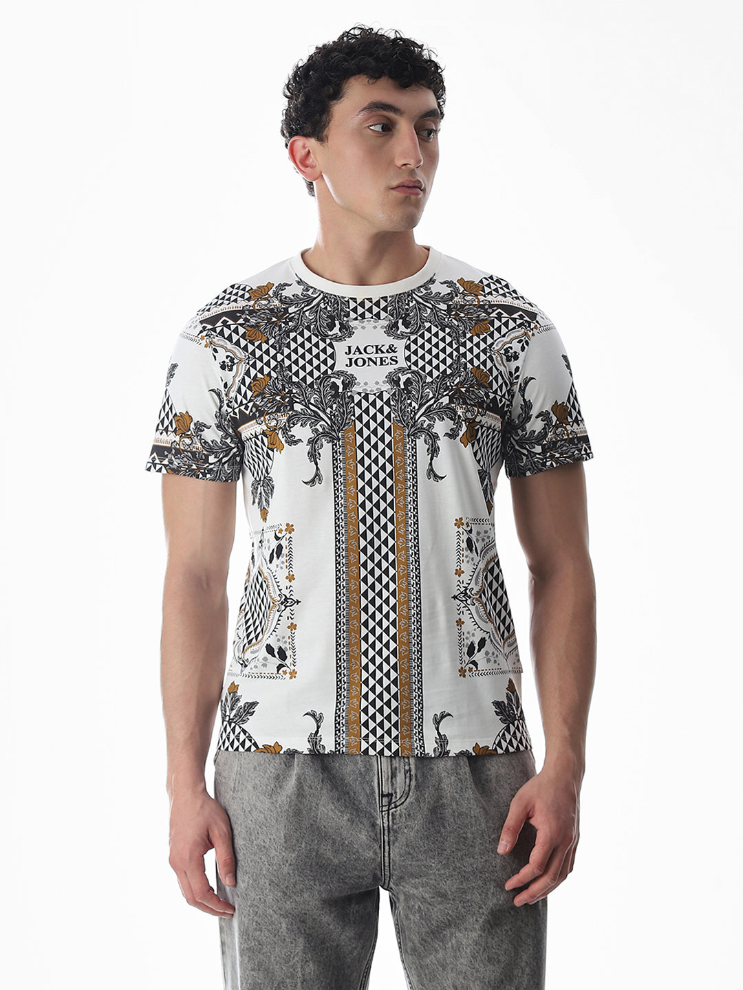 White Printed Cotton T-shirt