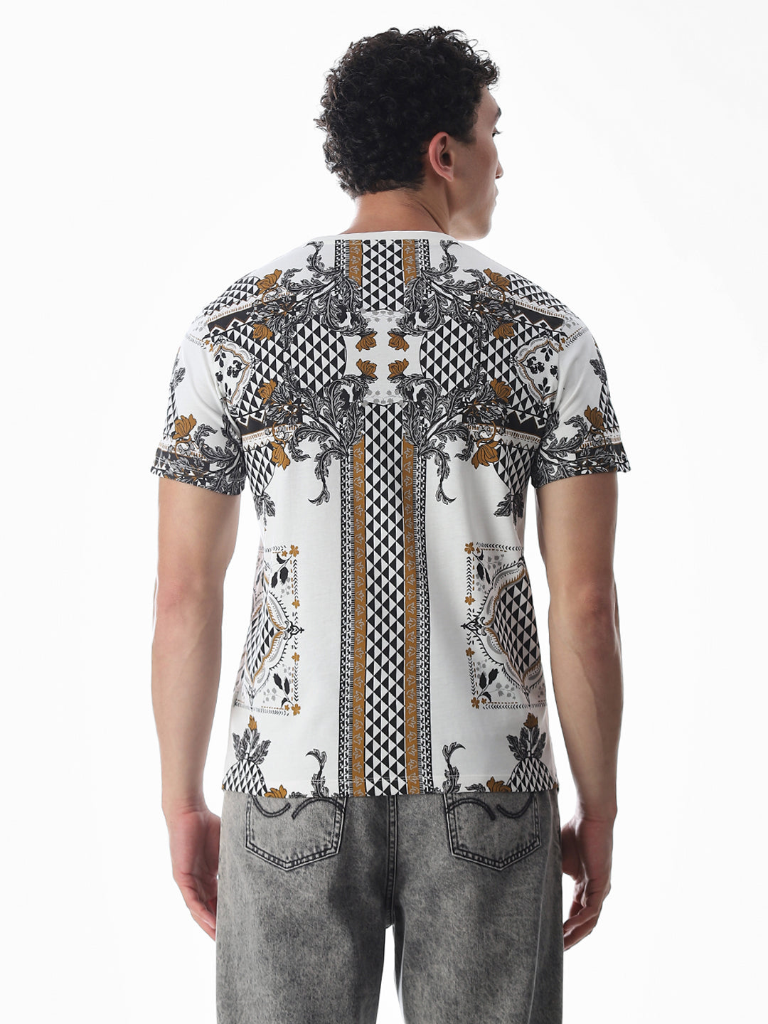 White Printed Cotton T-shirt