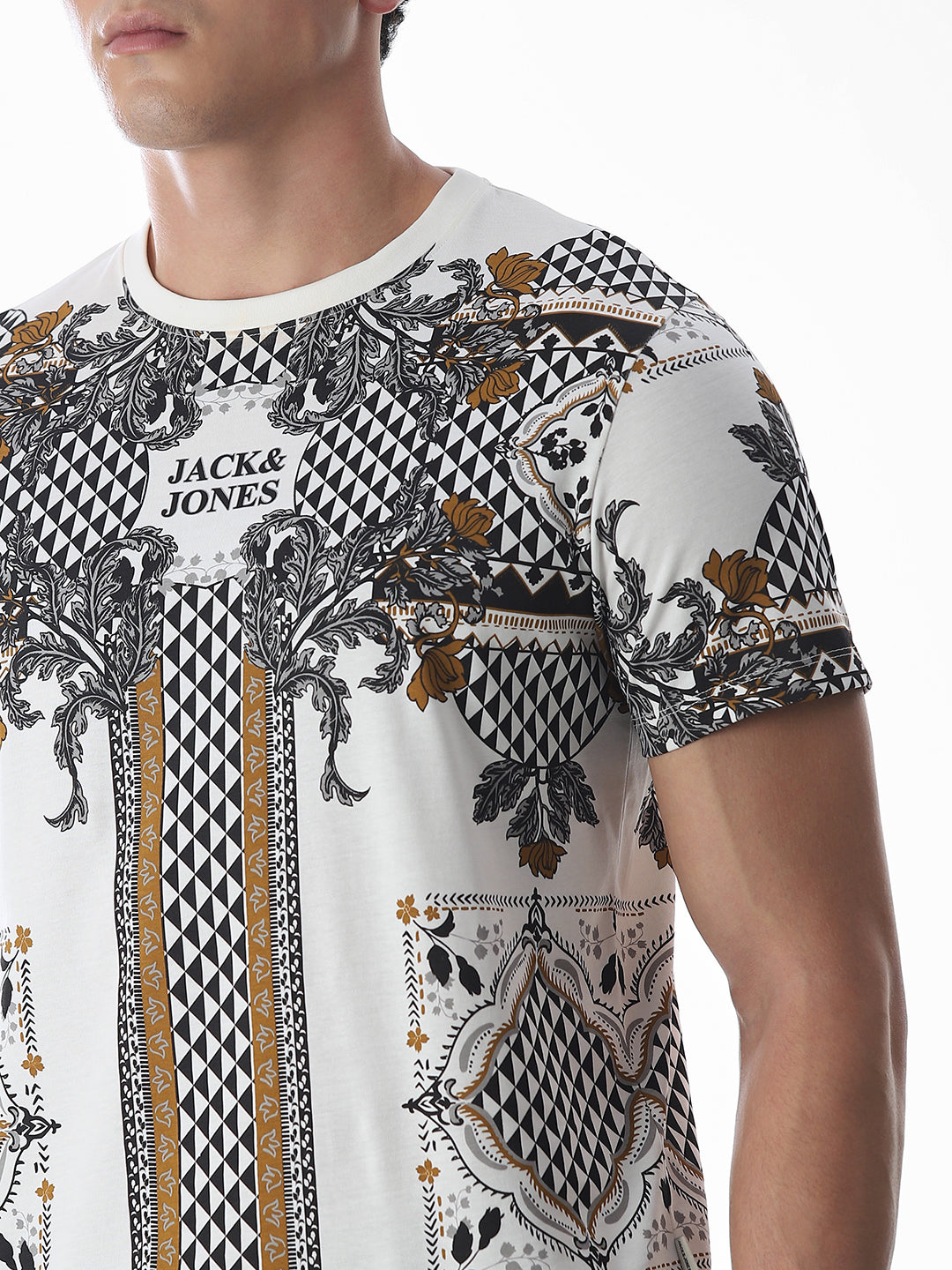 White Printed Cotton T-shirt