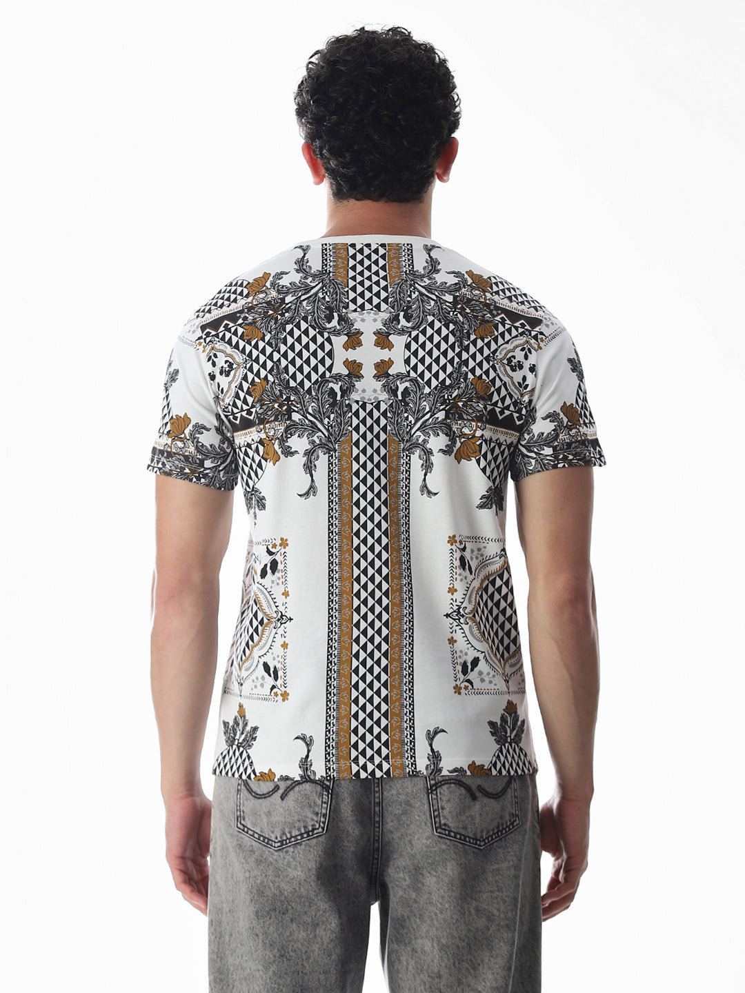 White Printed Cotton T-shirt