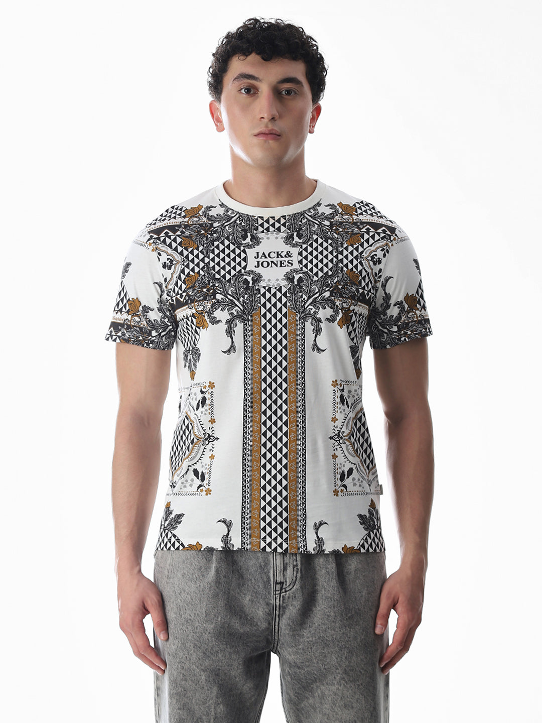 White Printed Cotton T-shirt