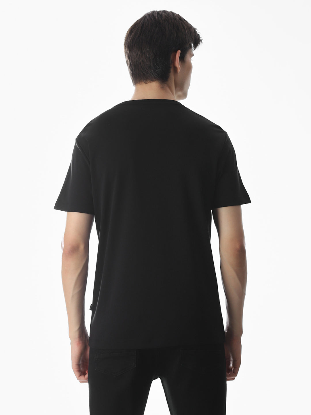 Black Abstract Print Cotton T-shirt