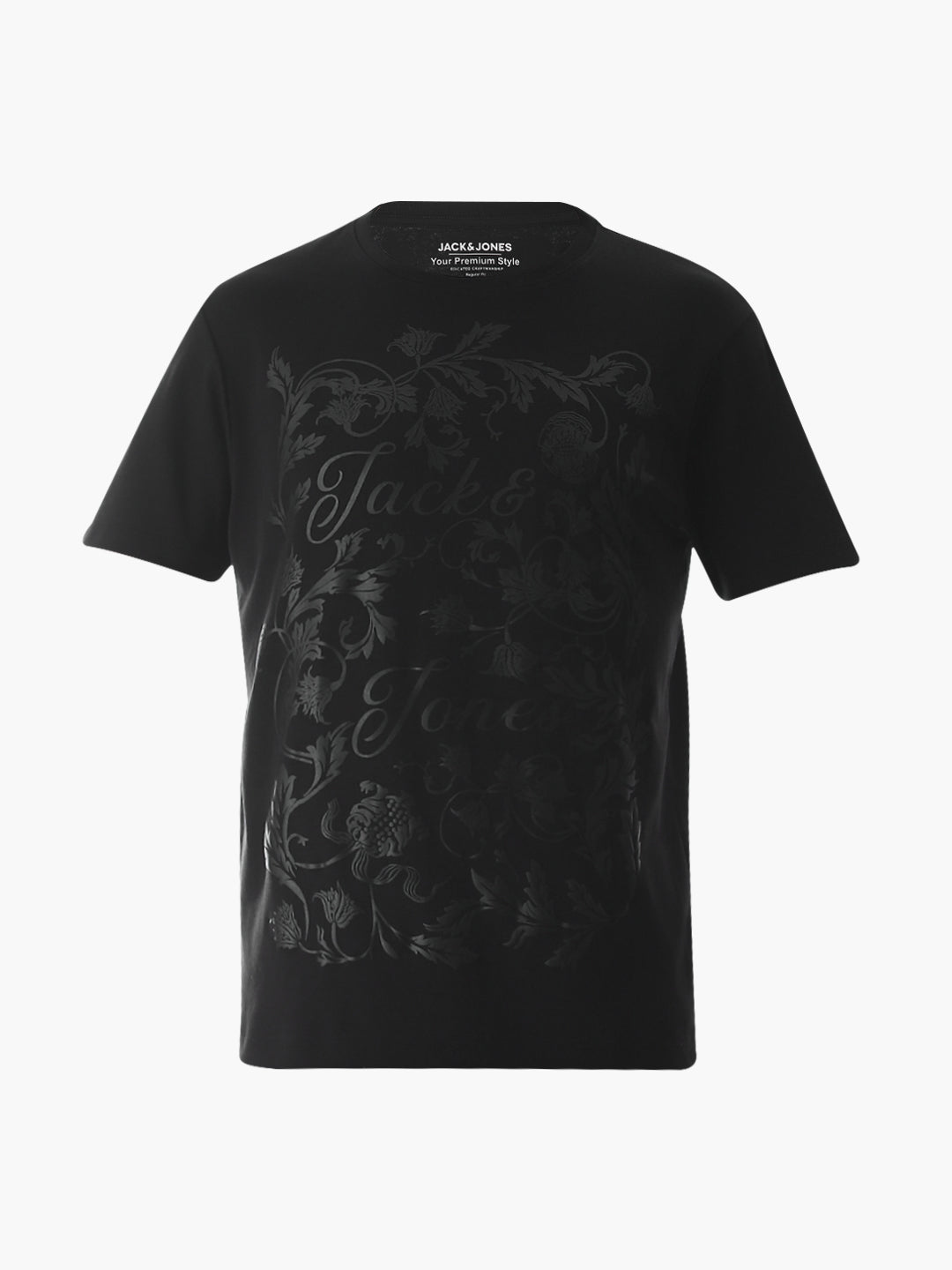 Black Abstract Print Cotton T-shirt