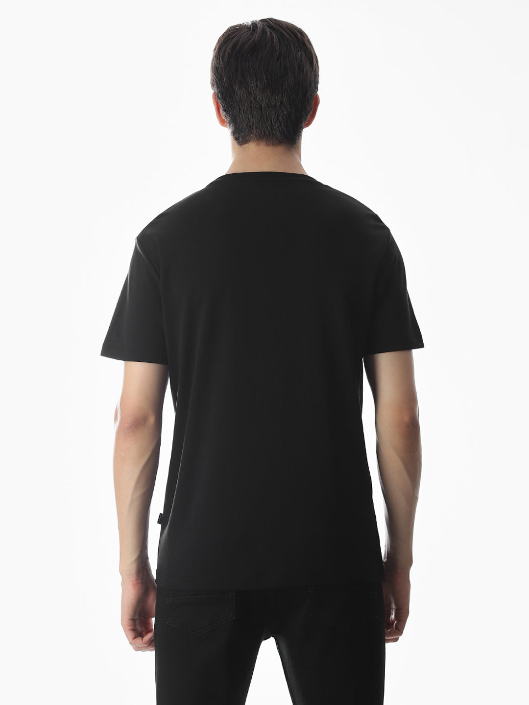 Black Abstract Print Cotton T-shirt