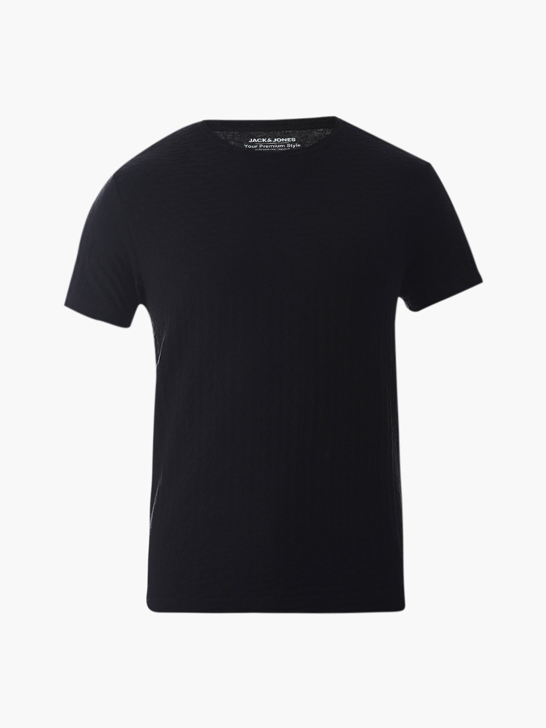 Black Jacquard Crew Neck T-shirt