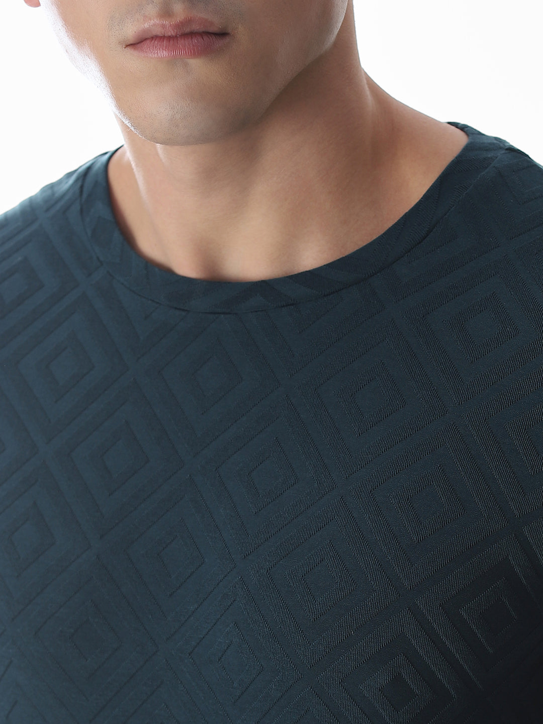 Green Jacquard Crew Neck T-shirt