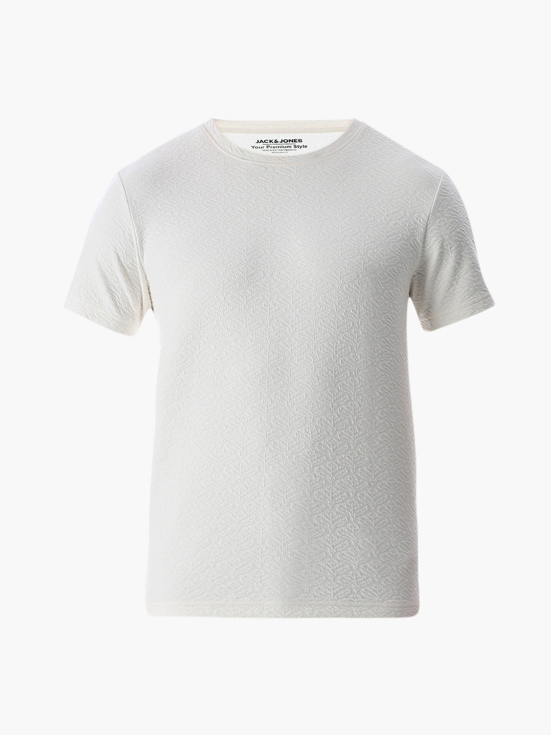 White Jacquard Crew Neck T-shirt