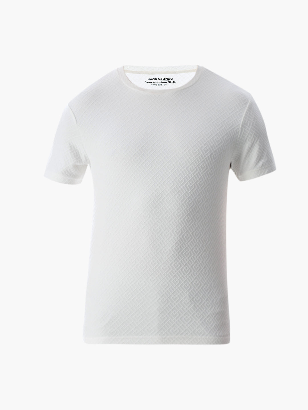 White Jacquard Crew Neck T-shirt