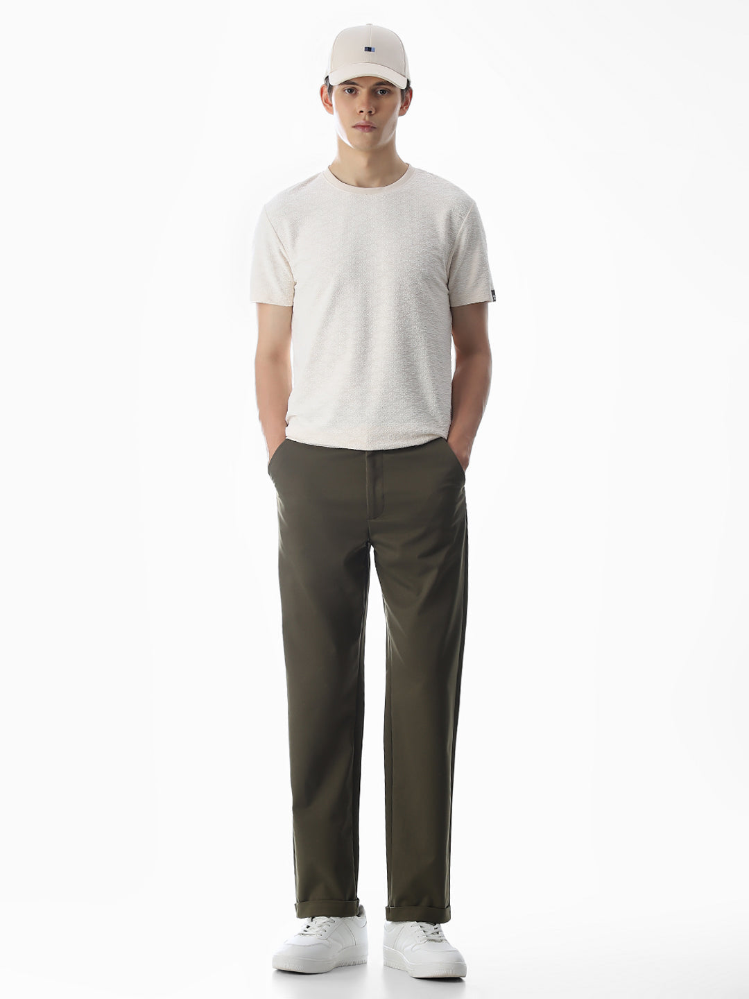 White Jacquard Crew Neck T-shirt