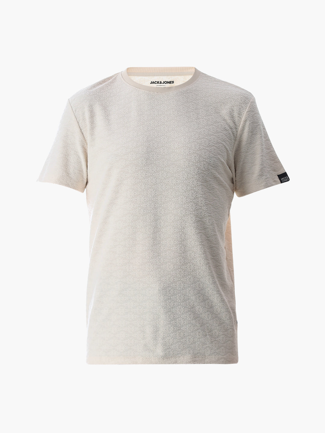 White Jacquard Crew Neck T-shirt