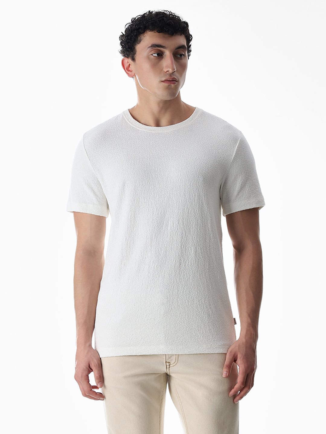 White Cotton Crew Neck T-shirt