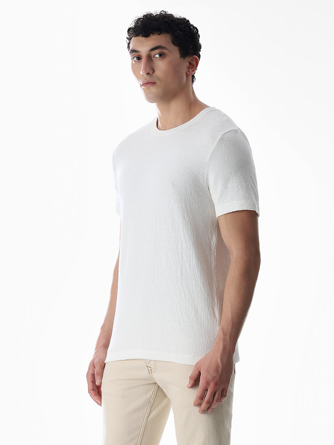 White Cotton Crew Neck T-shirt
