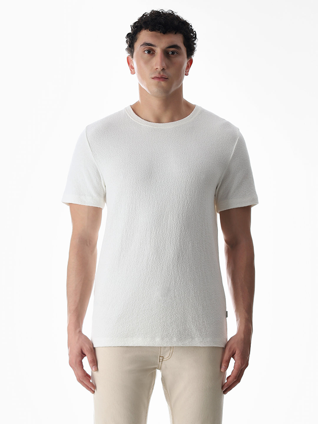 White Cotton Crew Neck T-shirt