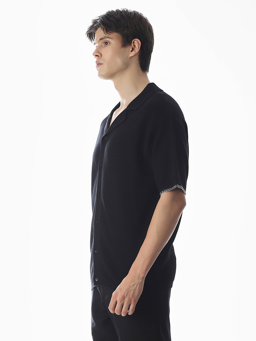 Black Embroidered Knitted Polo