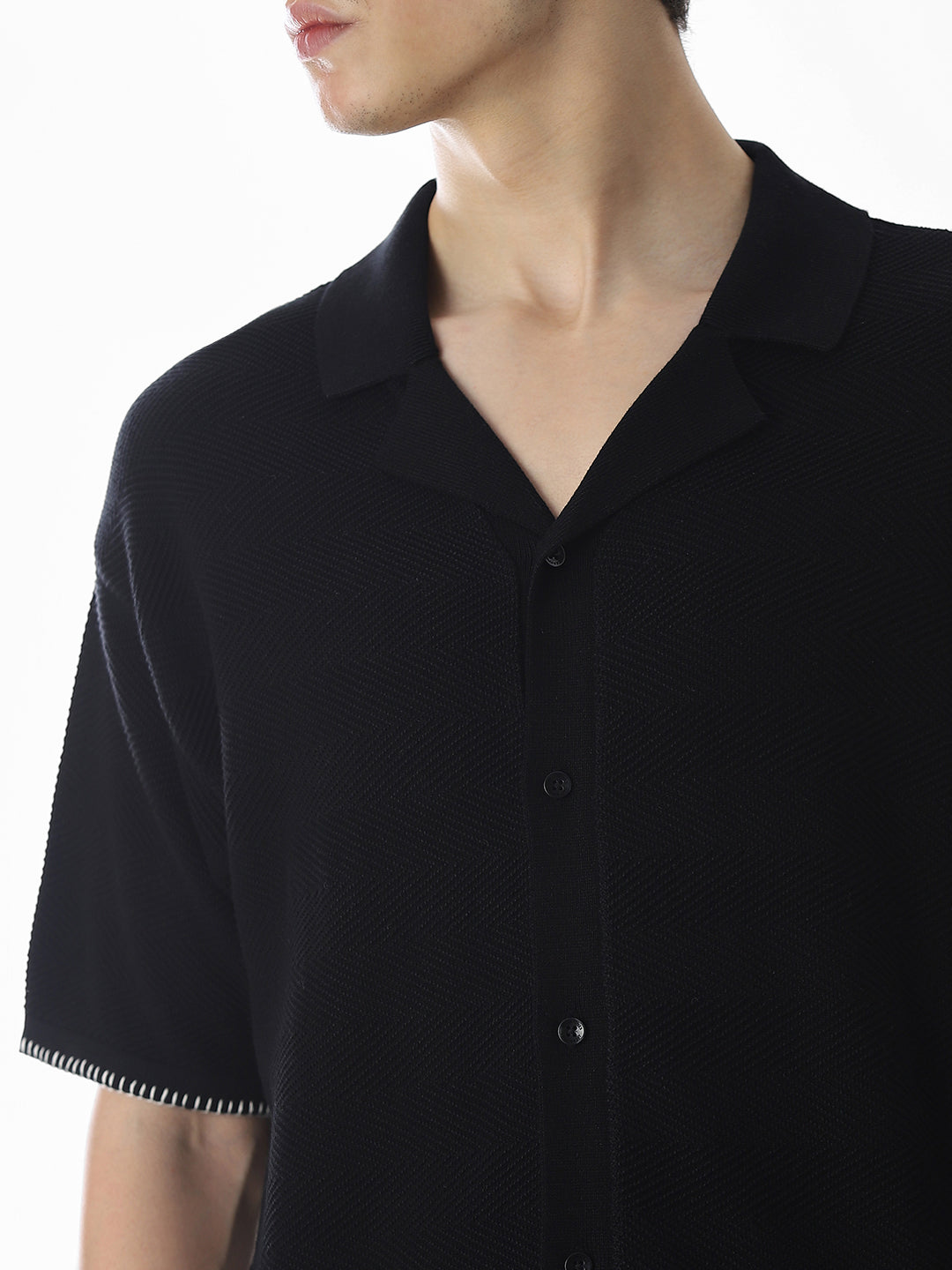 Black Embroidered Knitted Polo