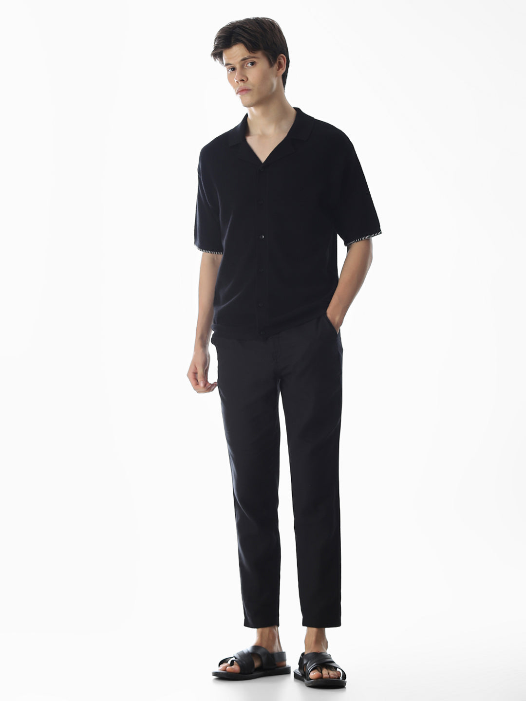 Black Embroidered Knitted Polo