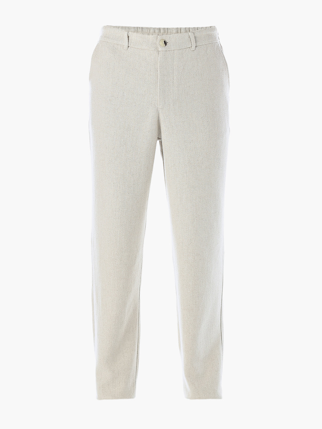 Beige Linen Blend Casual Pants