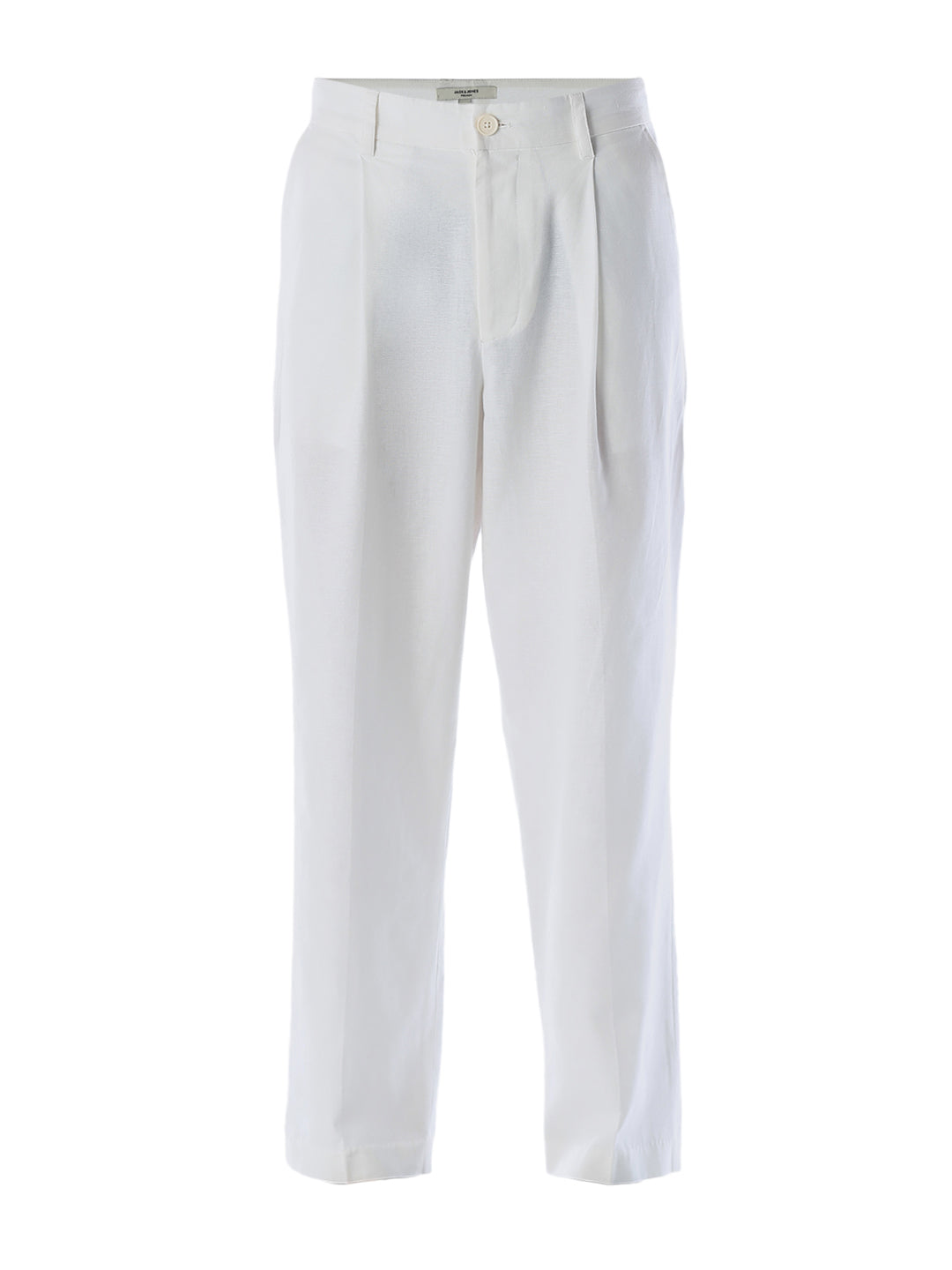 White Cotton-Flax Loose Fit Pants