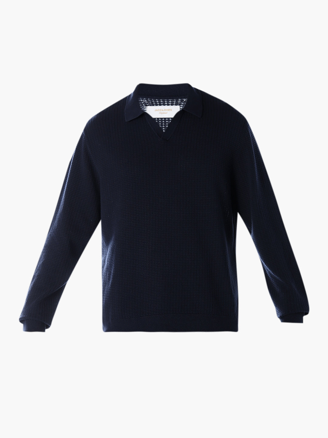 Structured Knitted Regular Fit Polo - Blue