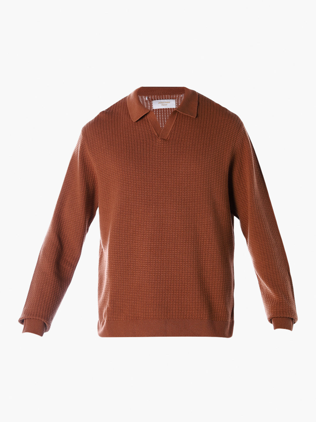 Structured Knitted Regular Fit Polo - Brown