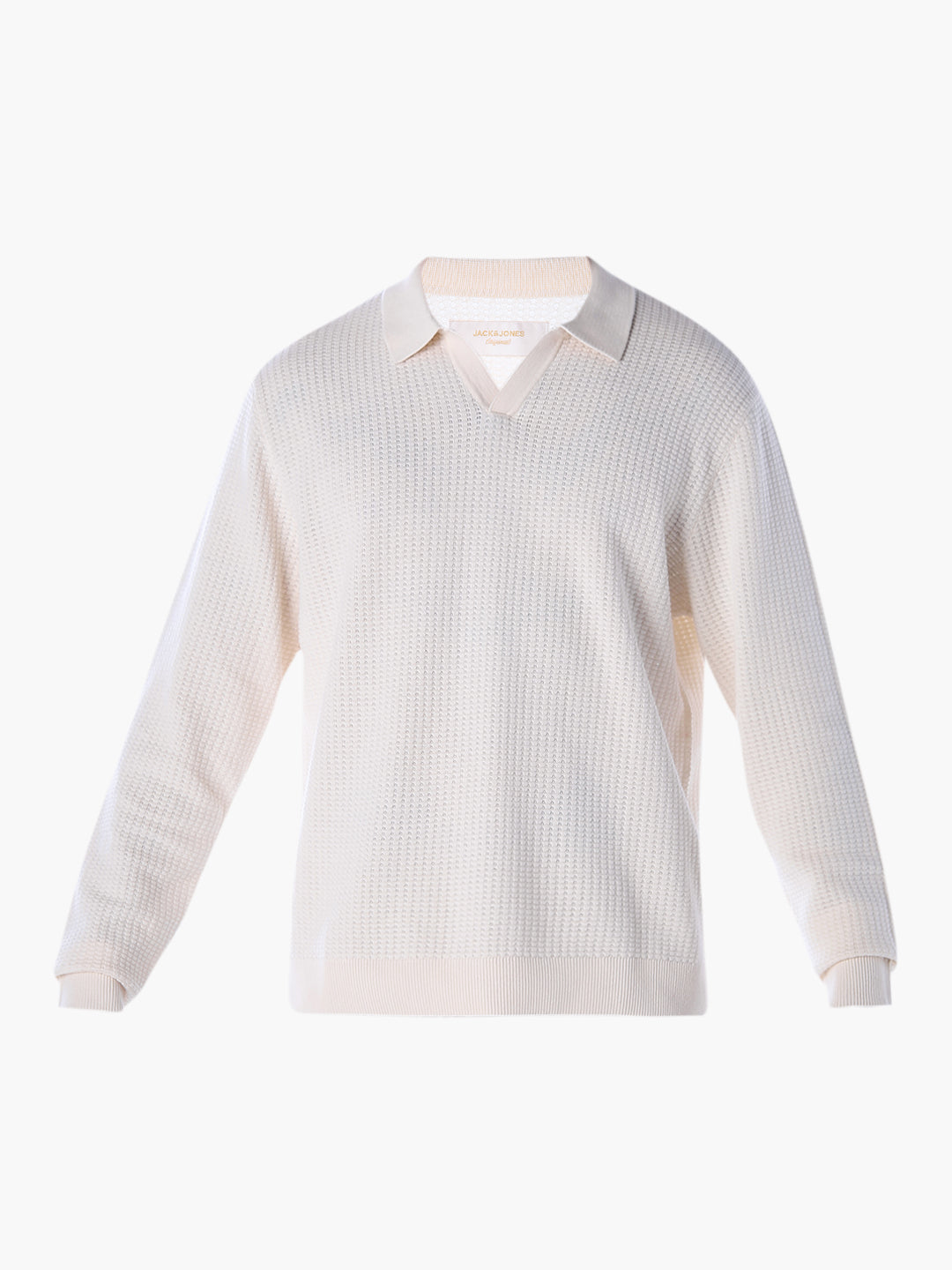 Structured Knitted Regular Fit Polo - White