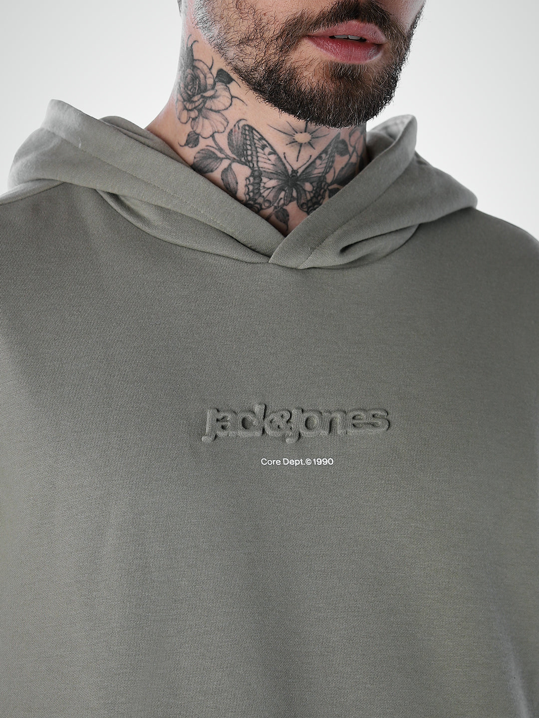 Embossed Text Hoodie - Green