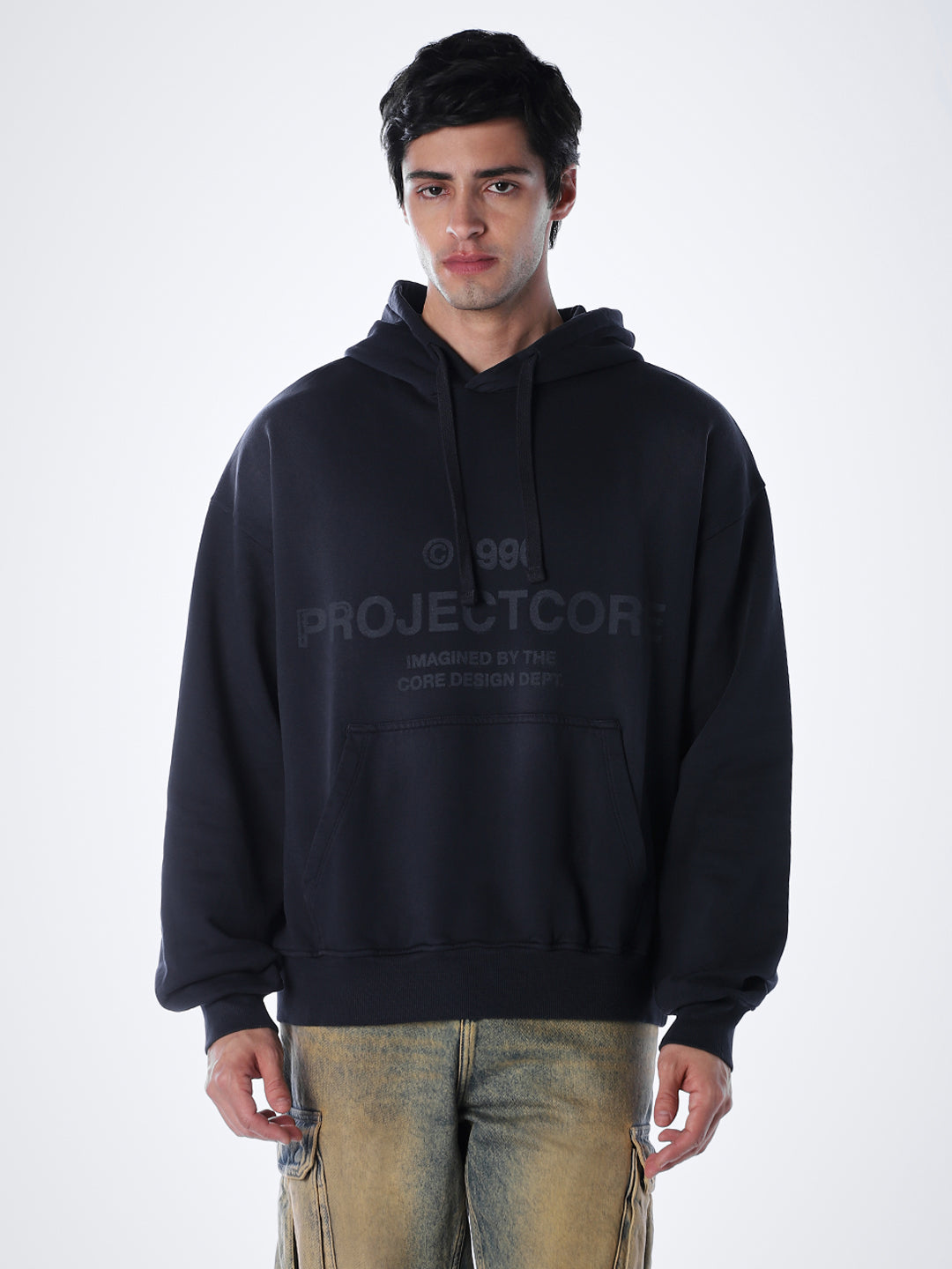 Printed Slim Fit Hoodie - Blue