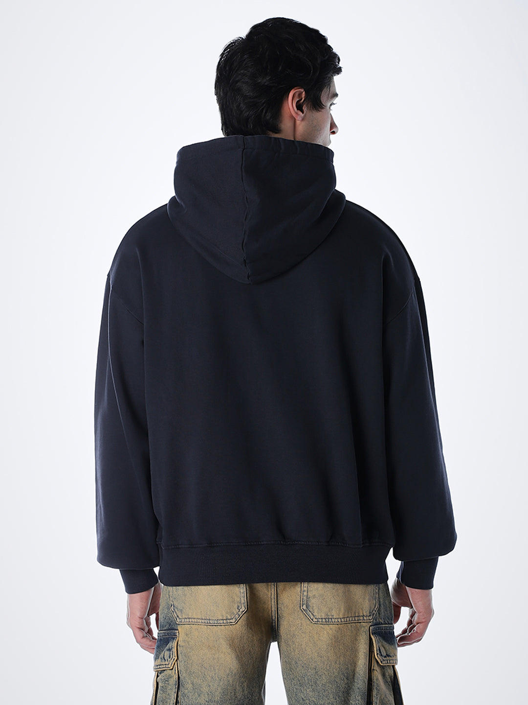 Printed Slim Fit Hoodie - Blue
