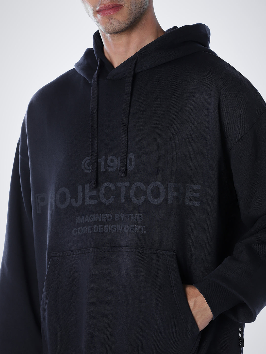 Printed Slim Fit Hoodie - Blue