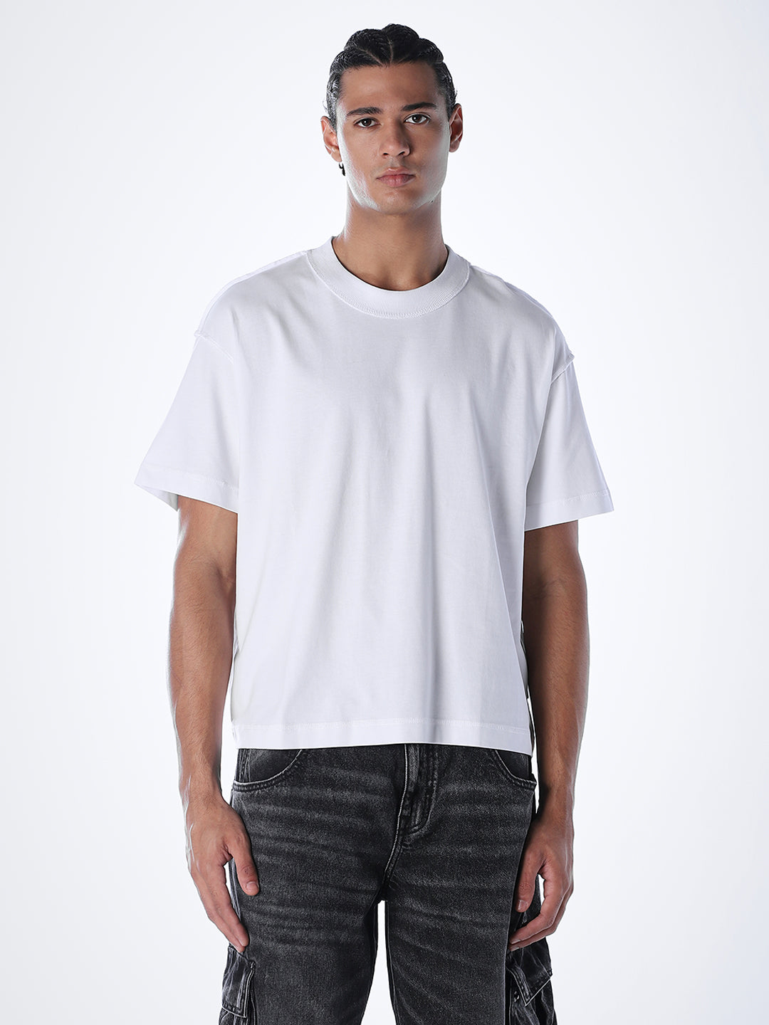 Acid Wash Cotton T-shirt - White