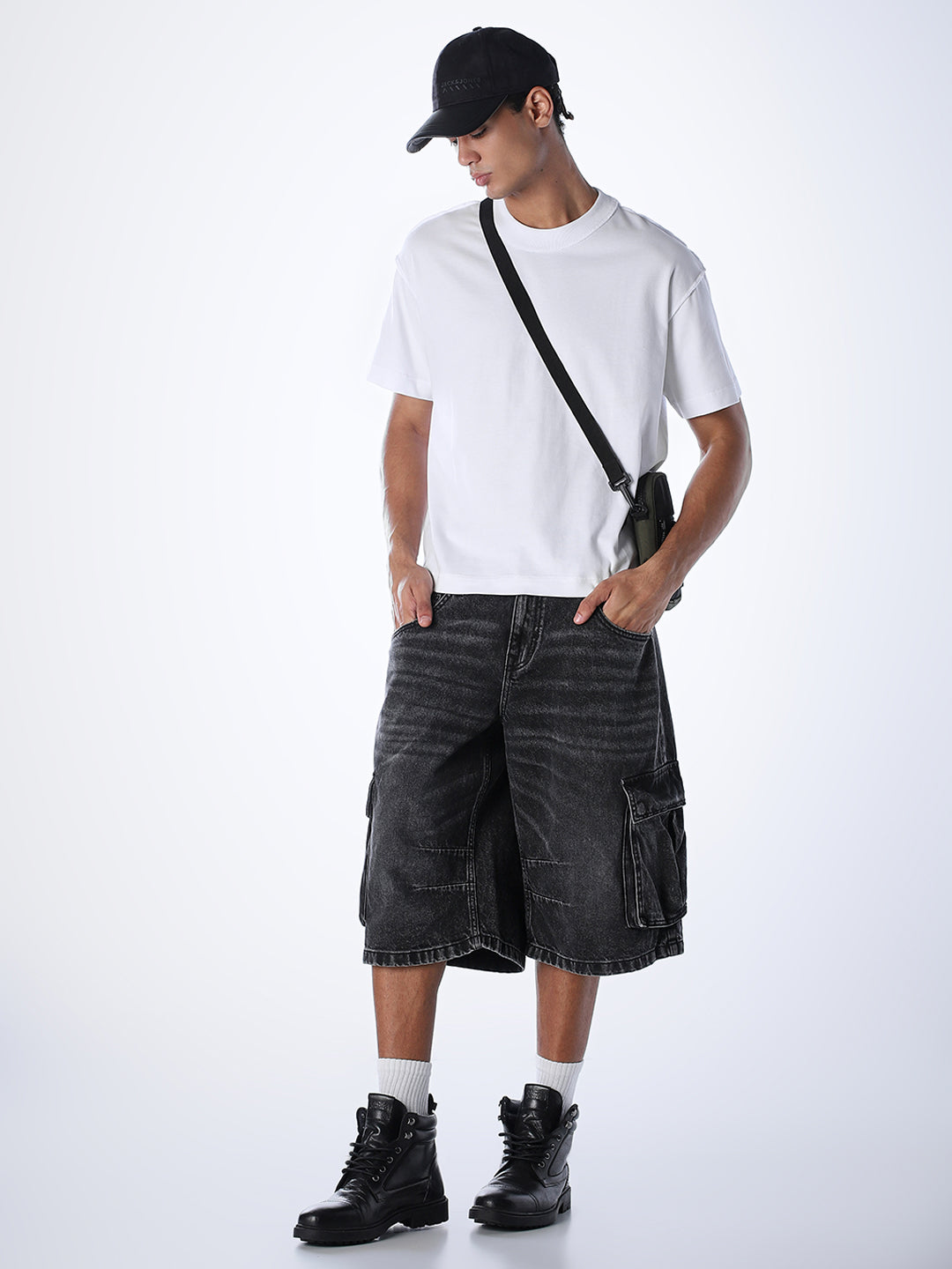 Acid Wash Cotton T-shirt - White