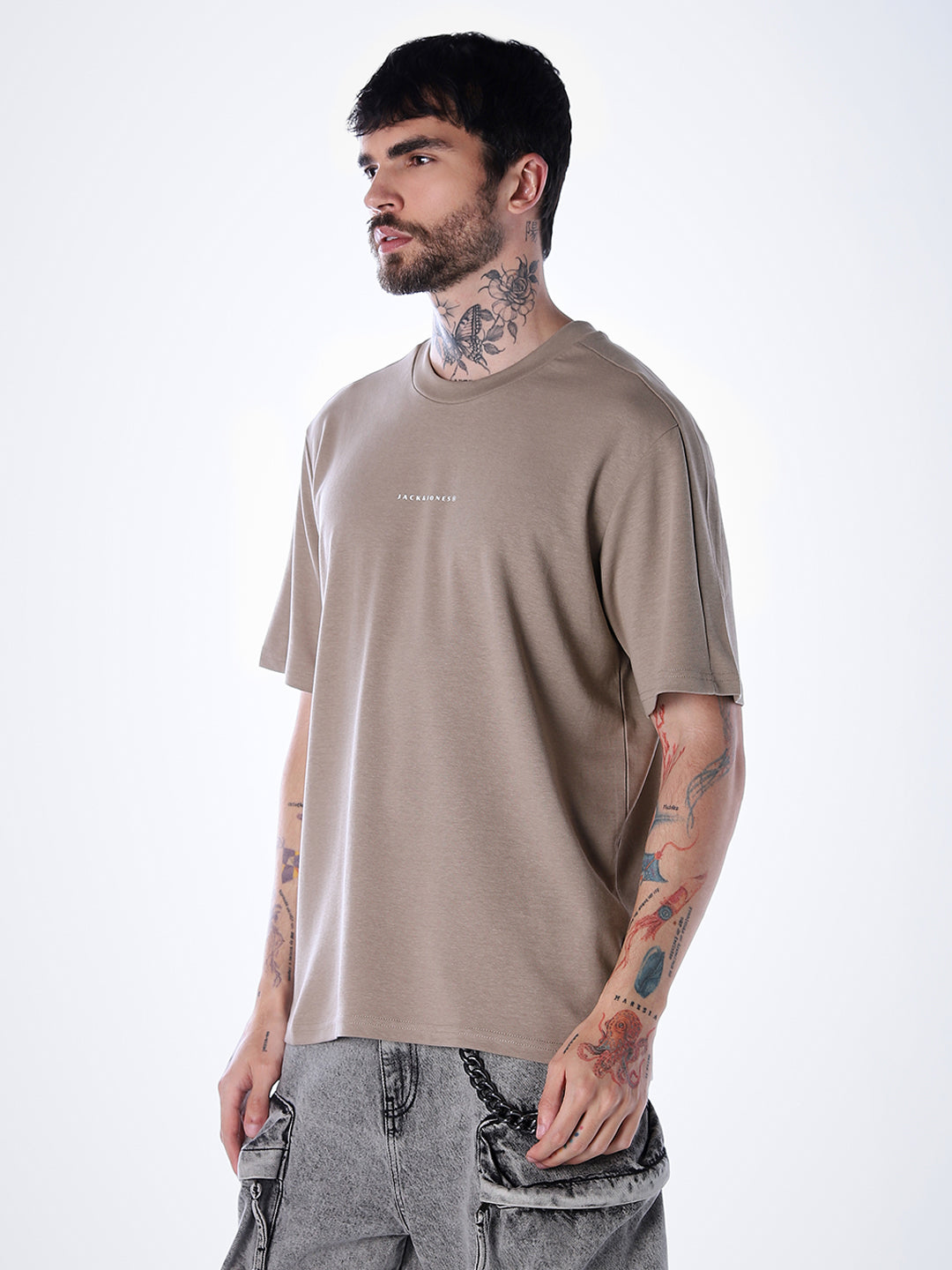 Back Print Oversized T-shirt - Brown