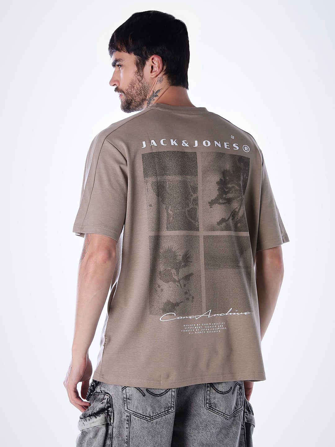 Back Print Oversized T-shirt - Brown