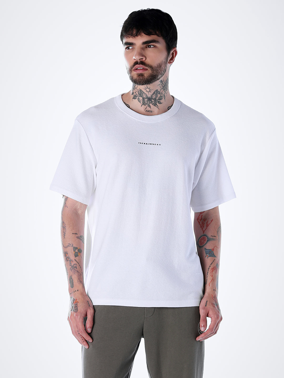 Structured Crew Neck Oversized T-shirt - White