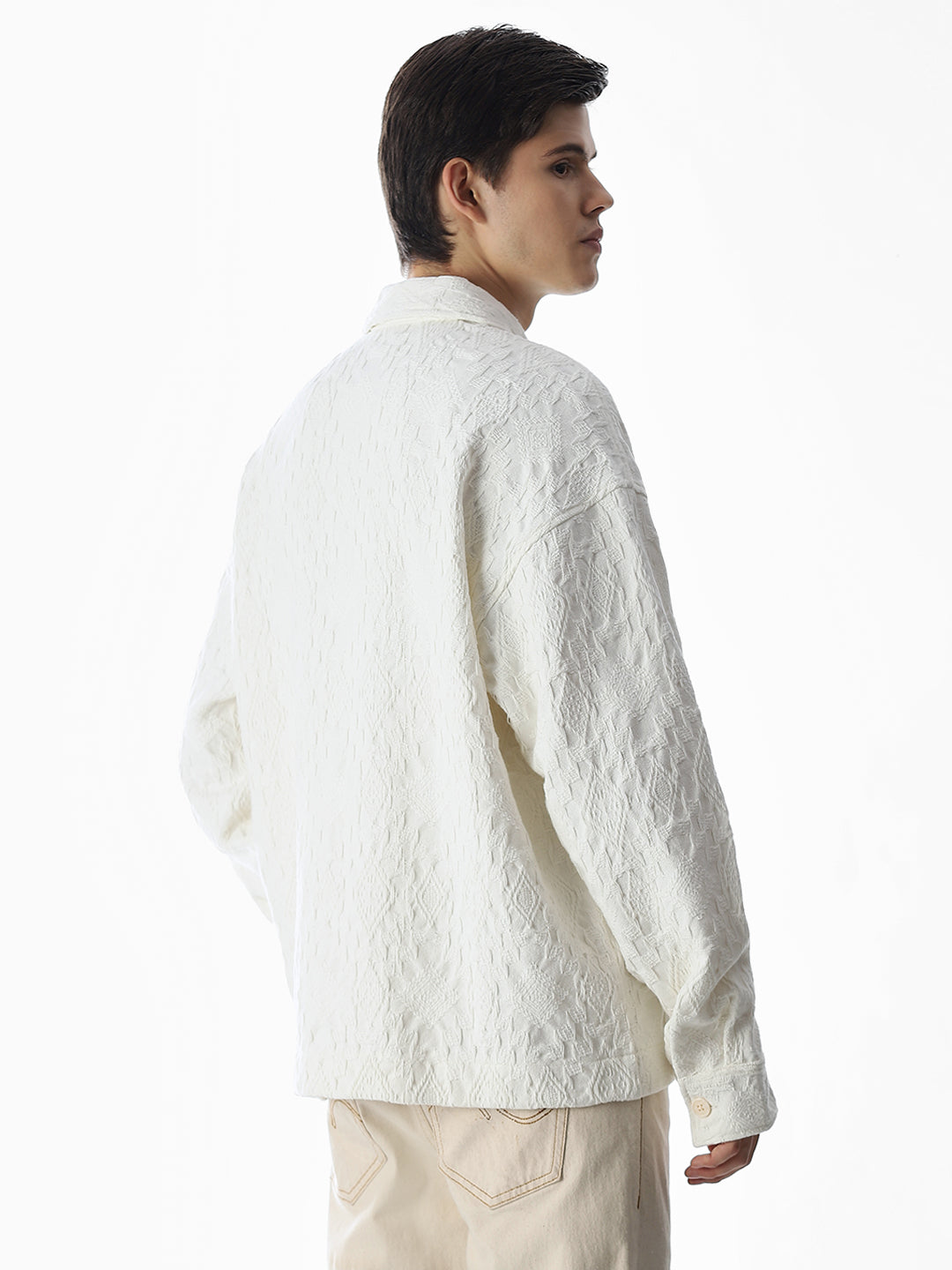 White Jacquard Overshirt