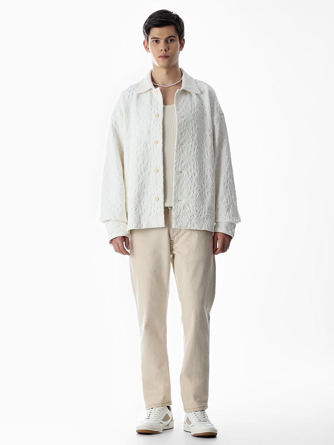 White Jacquard Overshirt