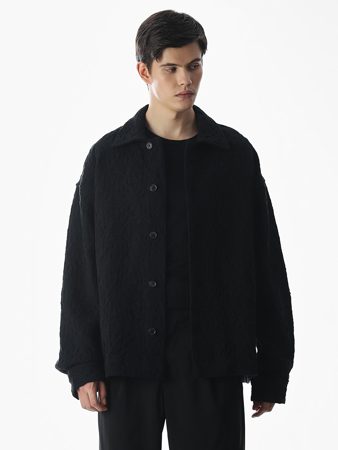 Black Jacquard Overshirt