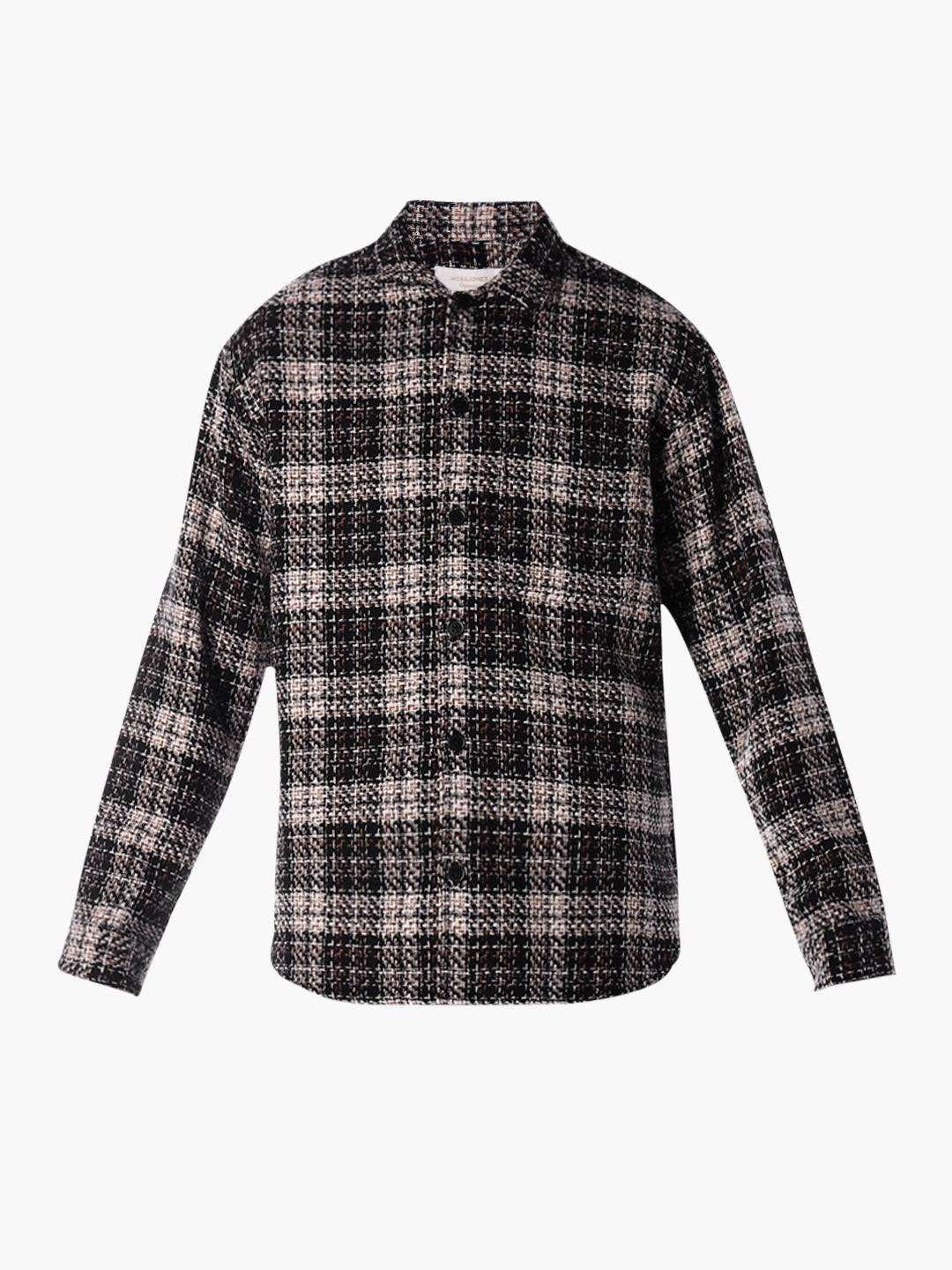 Thread Check Print Overshirt - Black