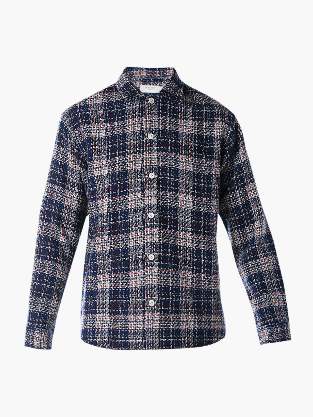 Thread Check Print Overshirt - Blue
