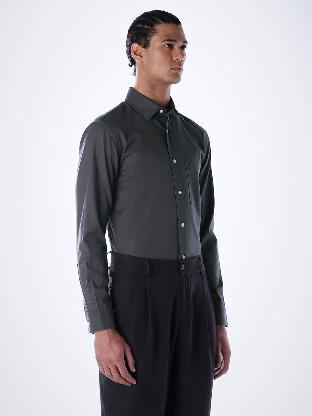 Lyocell Slim Fit Shirt - Grey